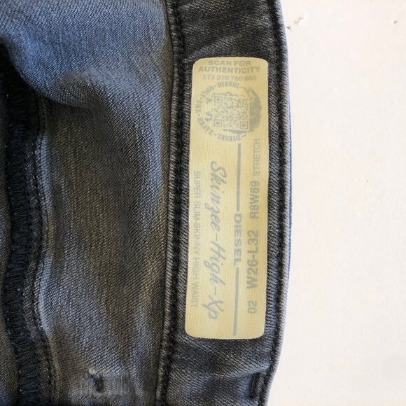 Diesel Industry Skinzee-High-Xp Skinny Jeans, W26 L32, Washed Out Colored Denim - Picture 4 of 16